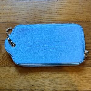Coach Light Blue Wristlet with Gold Accents